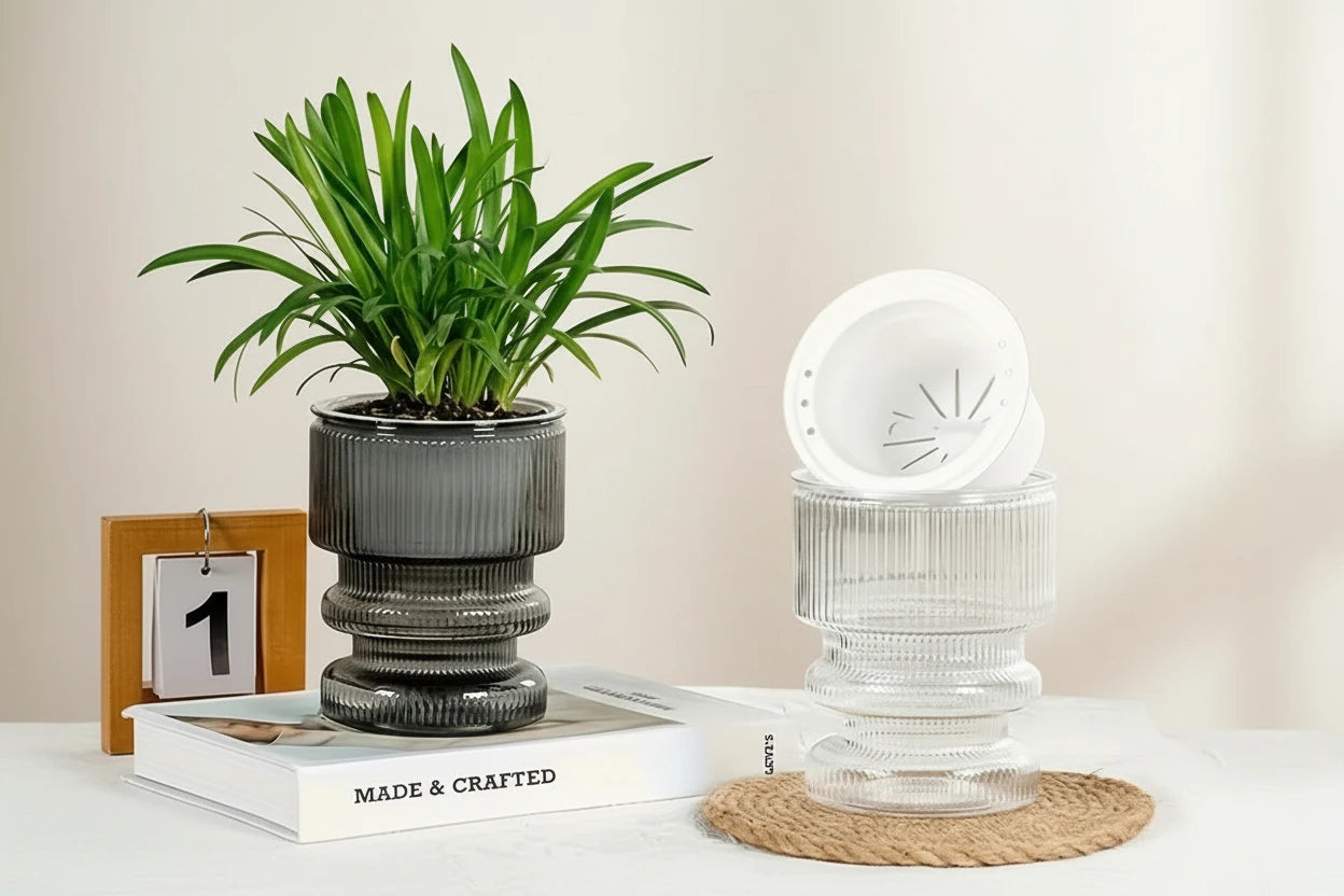 Contemporary Round Self-Watering Hydroponic Planter