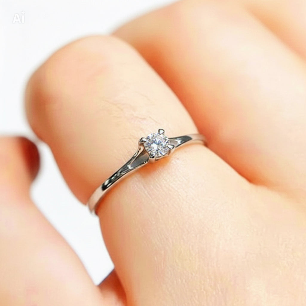 Simple & Classic Cubic Zirconia Wedding Band — Minimalist Engagement Ring
