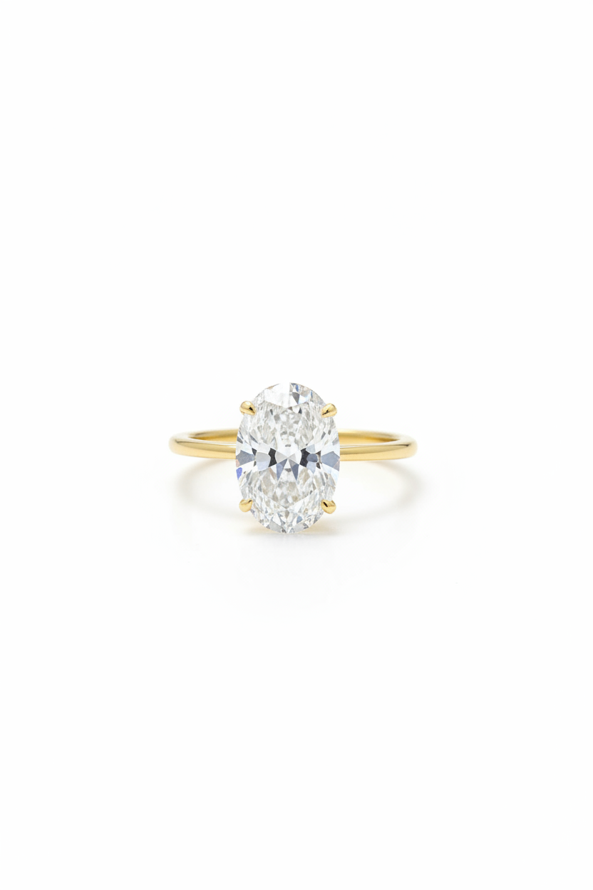 Oval Zircon Solitaire Ring — 925 Sterling Silver Luxury Fine Jewellery