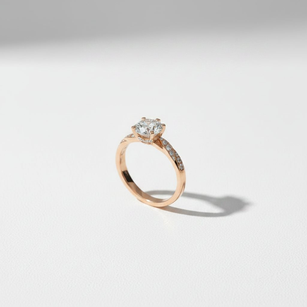 Classic 6-Claw Cubic Zirconia Ring — Luxury Gold Wedding & Eternity Band