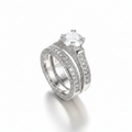Shining Couple Rings Set — 925 Sterling Silver & Cubic Zirconia
