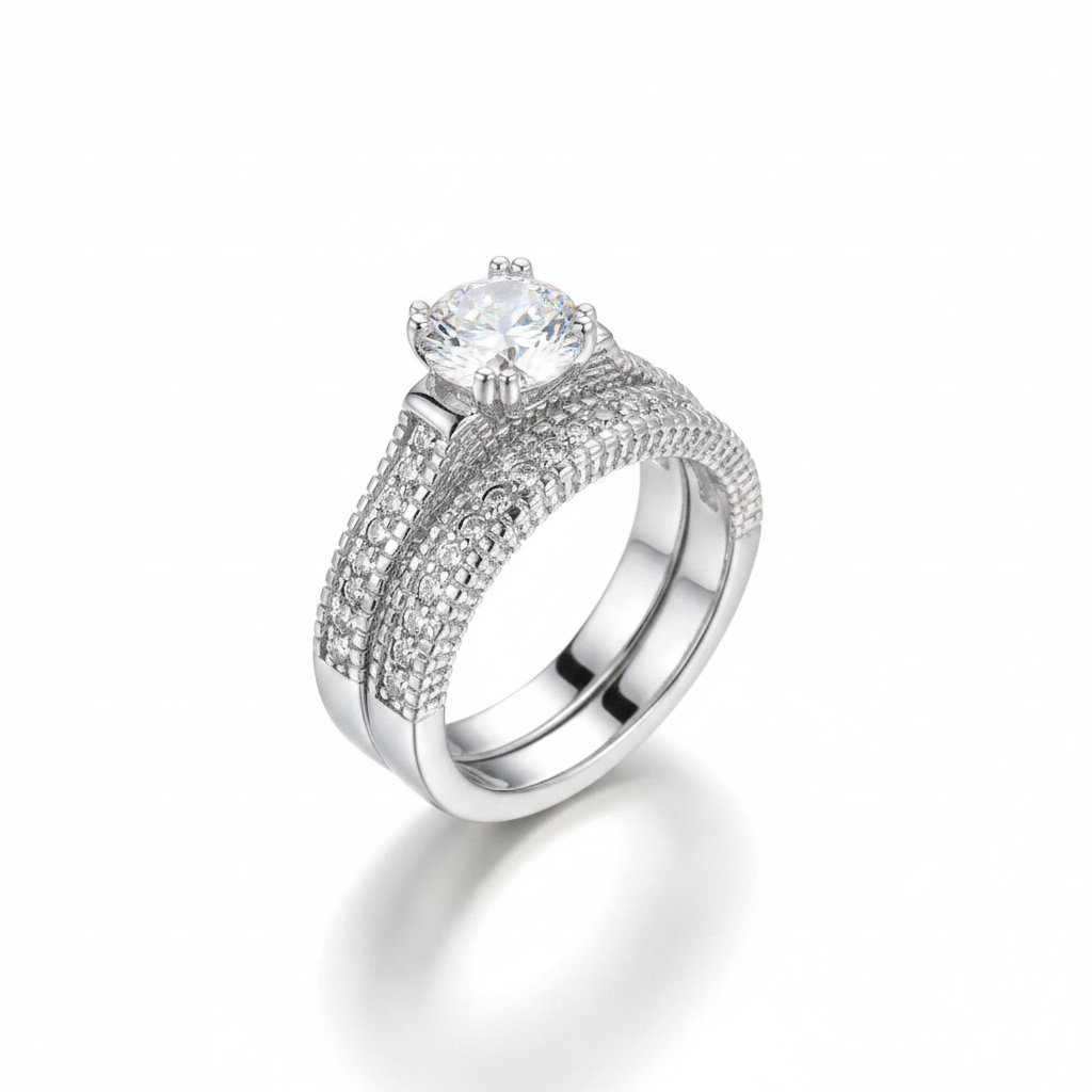 Shining Couple Rings Set — 925 Sterling Silver & Cubic Zirconia